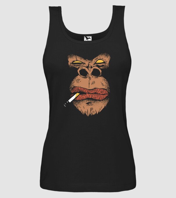 Cap de gorilă cu țigară model negru pe tricou