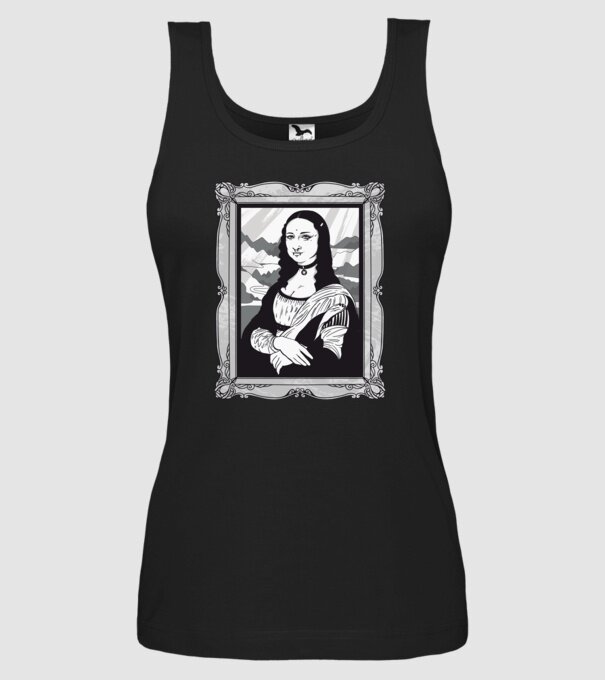 Mona Lisa gotică model negru pe tricou