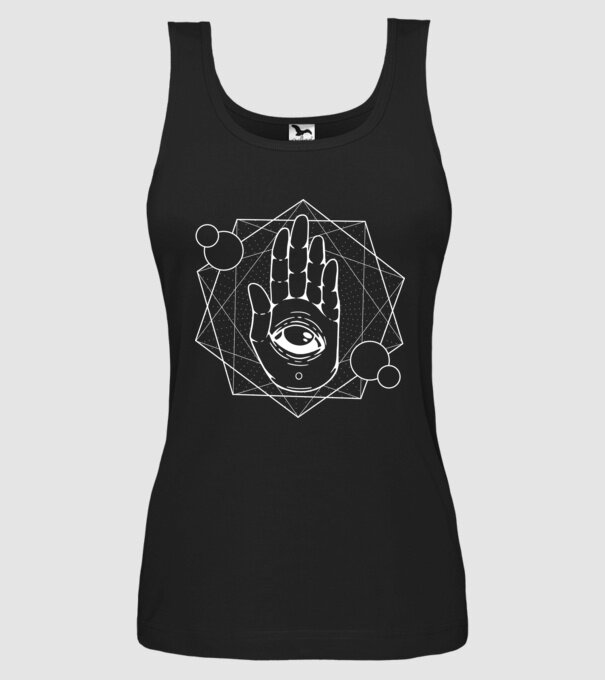 Mână Hamsa - Mâna lui Dumnezeu model negru pe tricou