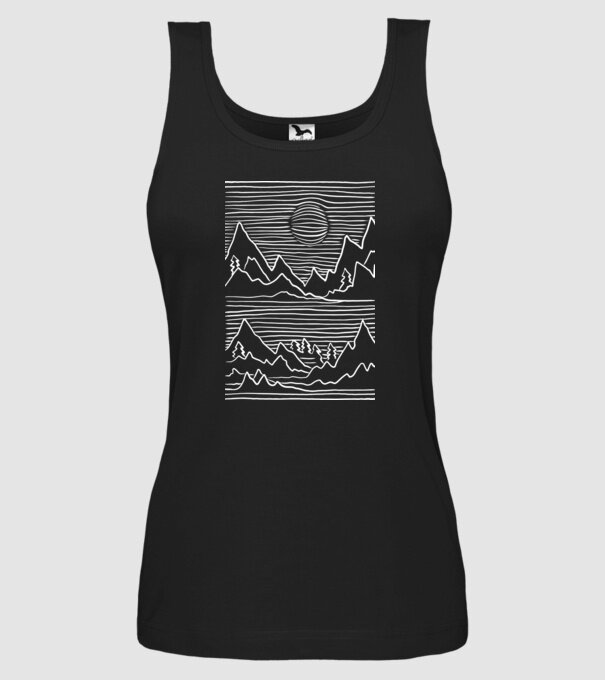 Munți grafică model negru pe tricou