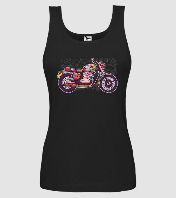 Motociclist Hippi model negru pe tricou