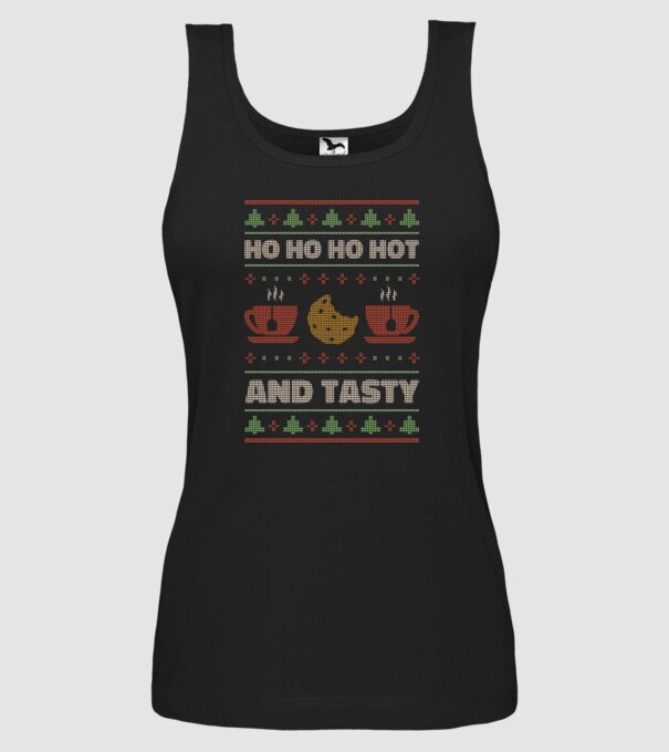 Ho Ho Ho Hot and Tasty Pulovăr urât model negru pe tricou