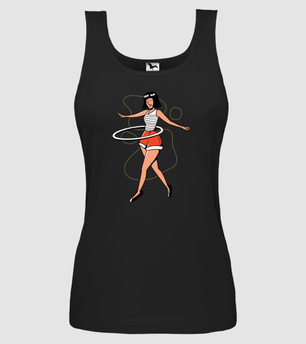 Cerc hula-hoop model negru pe tricou