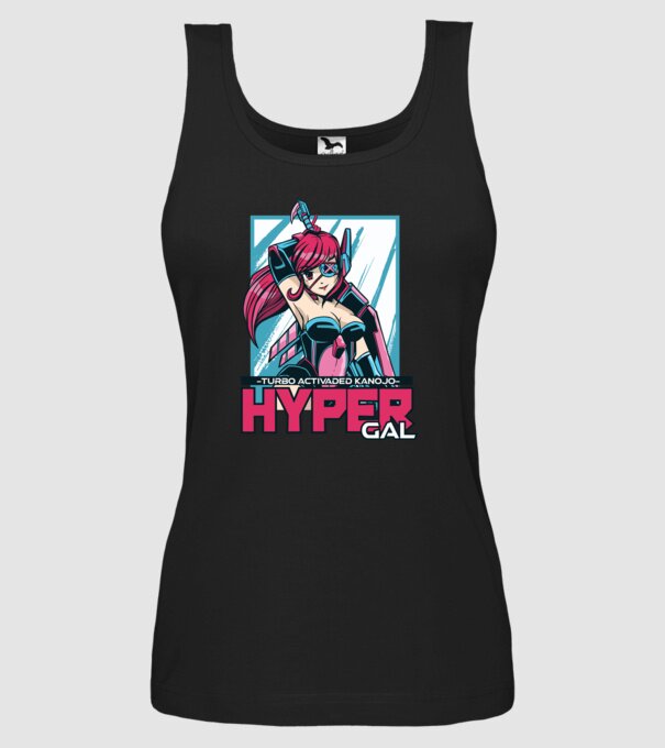 Hyper Gal - Fată Anime model negru pe tricou