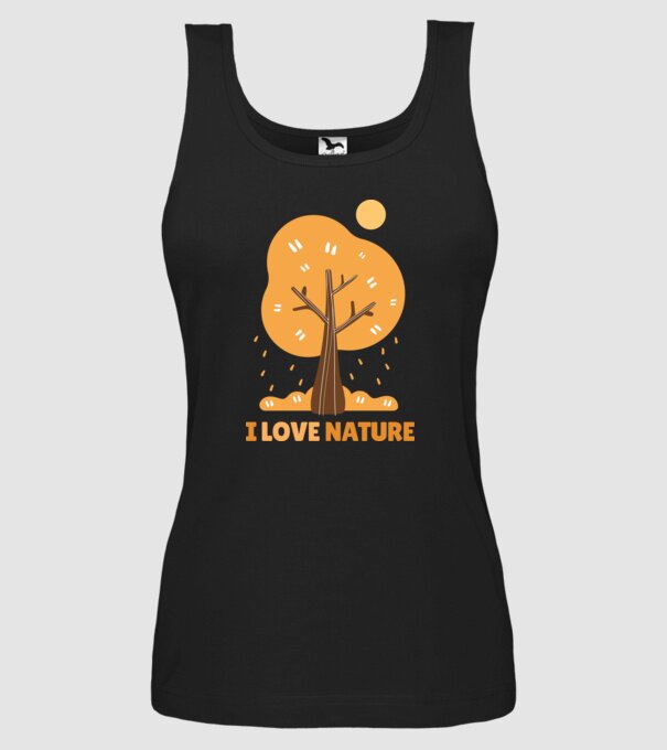 I Love Nature model negru pe tricou