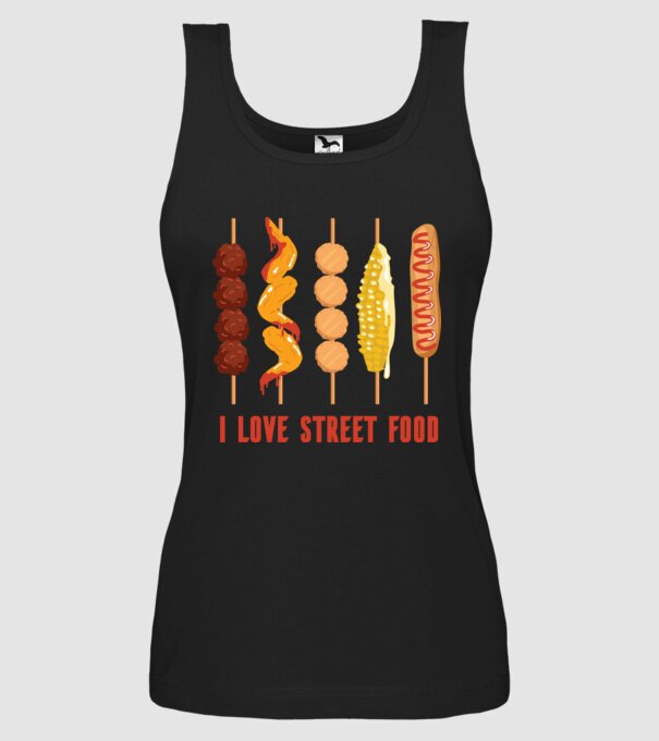 I Love Street Food model negru pe tricou