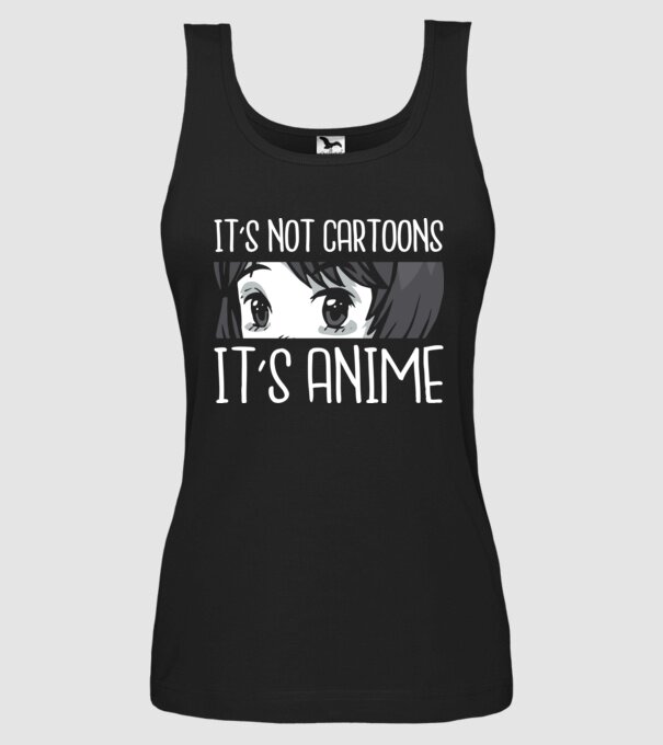 'It''s not cartoons it''s anime' model negru pe tricou