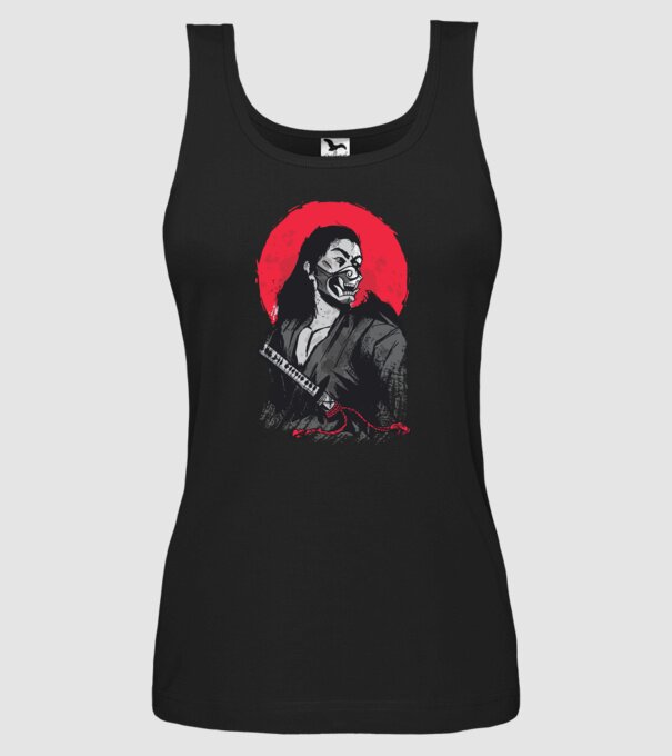 Războinic japonez model negru pe tricou
