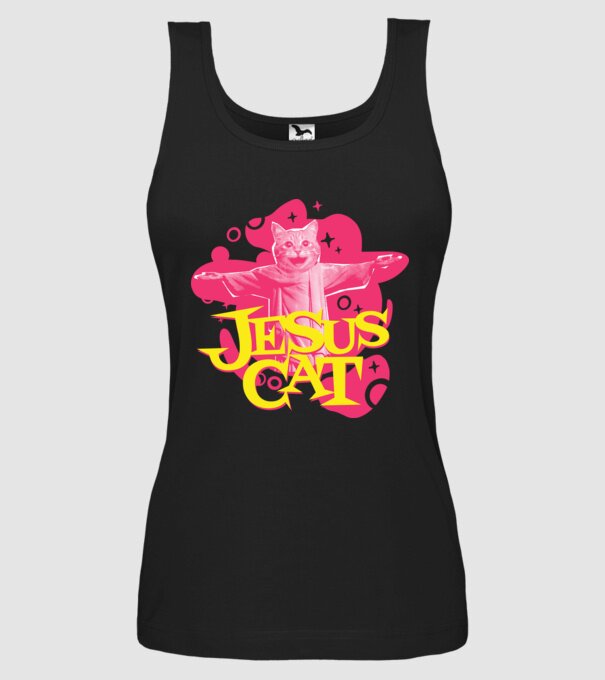 Jesus Cat model negru pe tricou