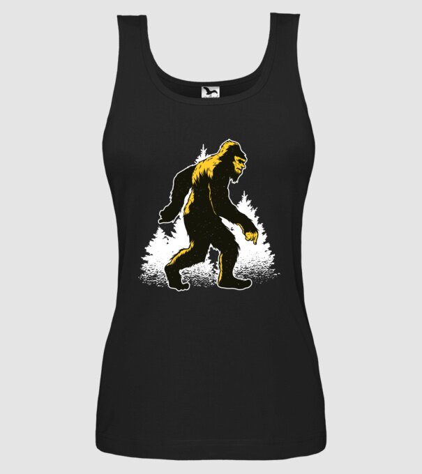 Yeti în pădure model negru pe tricou