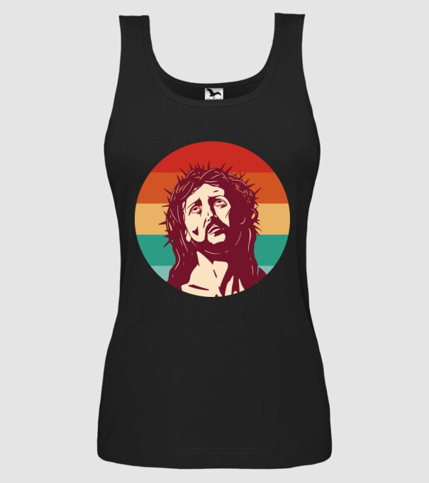 Iisus Hristos Retro model negru pe tricou