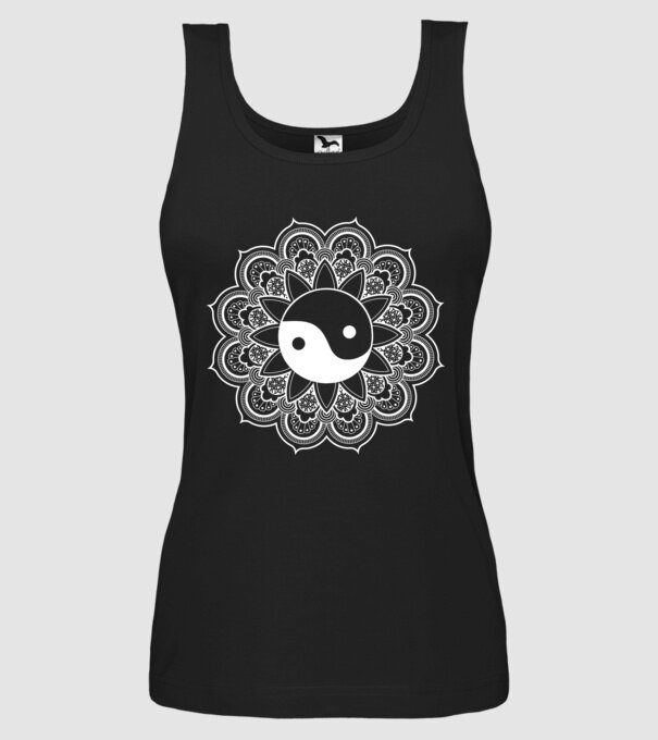 Yin-Yang Mandala model negru pe tricou