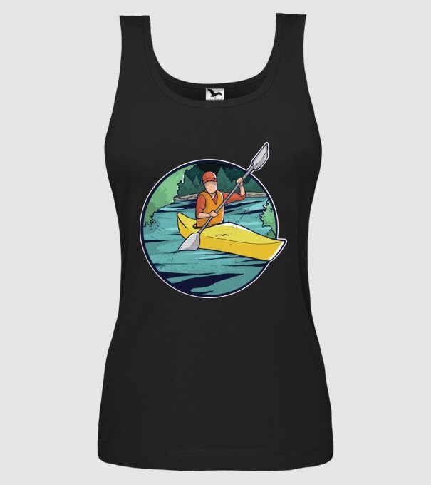 Caiac-canoe model negru pe tricou