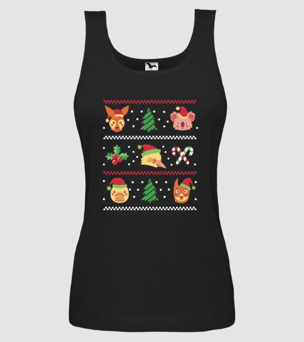 Pulover urât Animale de Crăciun model negru pe tricou