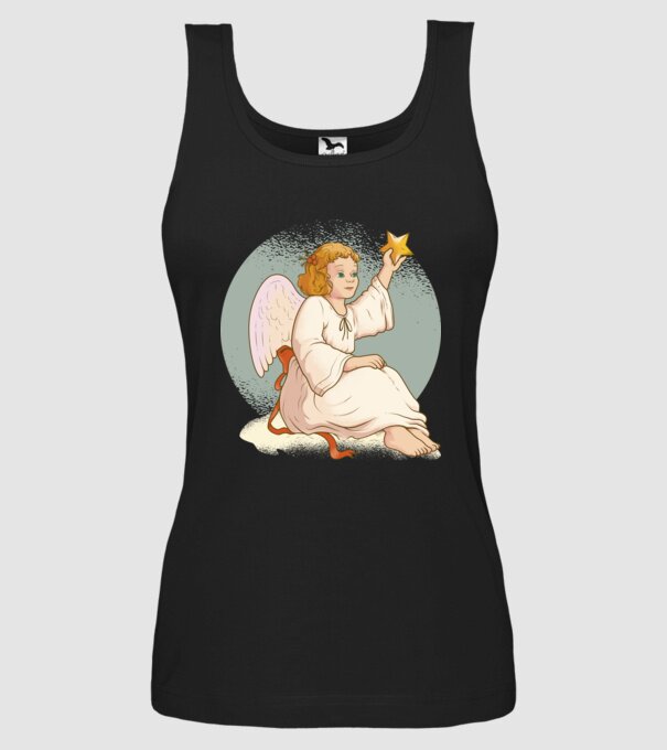 Înger de Crăciun model negru pe tricou
