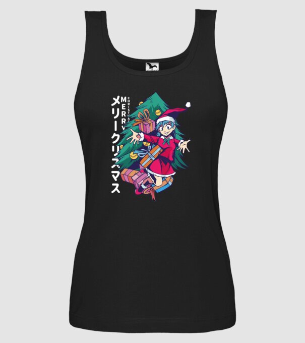 Anime Crăciun model negru pe tricou