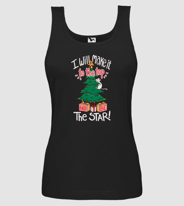 Pisică de Crăciun model negru pe tricou