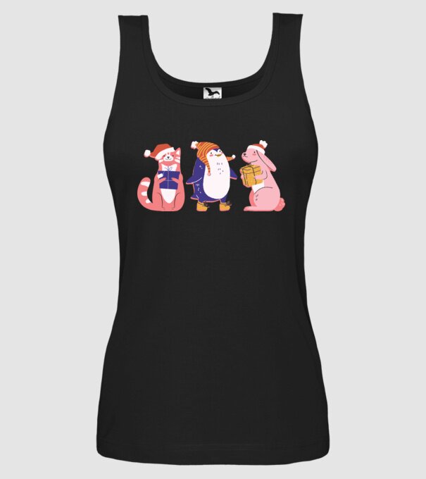 Animale drăguțe de Crăciun model negru pe tricou