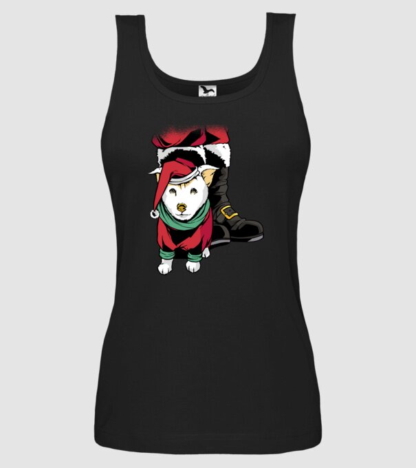 Cățeluș de Crăciun model negru pe tricou
