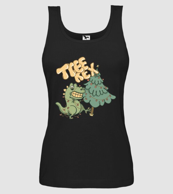 T-rex de Crăciun model negru pe tricou