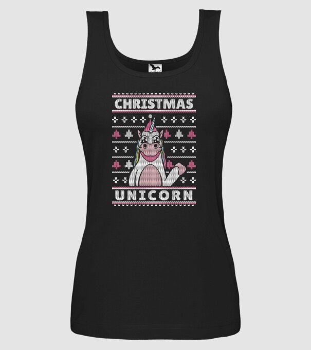 Unicorn de Crăciun pulover urât model negru pe tricou