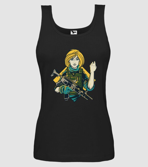Fată Soldat model negru pe tricou