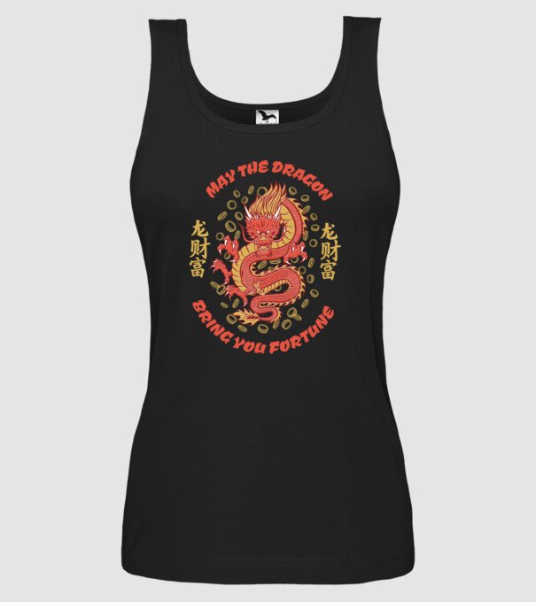 Dragon chinezesc norocos model negru pe tricou