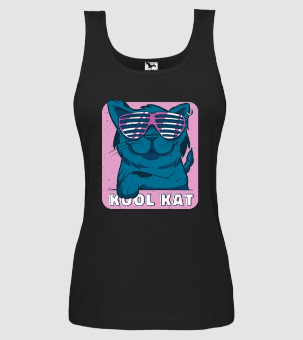 Kool Cat - Pisică Cool model negru pe tricou