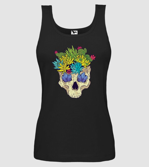 Craniu Cactuși model negru pe tricou