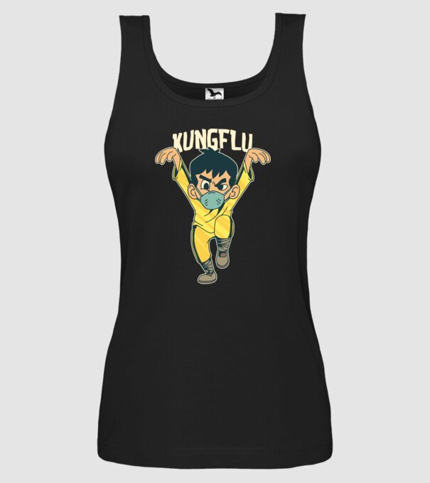 Kung Flu Coronavirus Karate model negru pe tricou