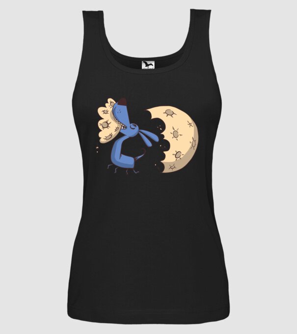 Câine Luna Mușcătură model negru pe tricou