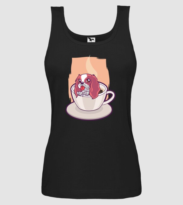 Cafea câine model negru pe tricou