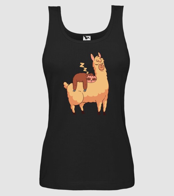 Leneș dormind pe Lama tricou amuzant model negru pe tricou