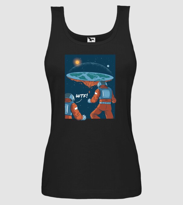 Astronaut Pământ plat model negru pe tricou