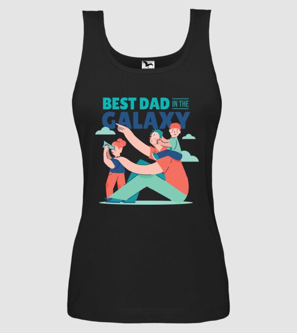 Cel mai bun tată din Galaxie model negru pe tricou