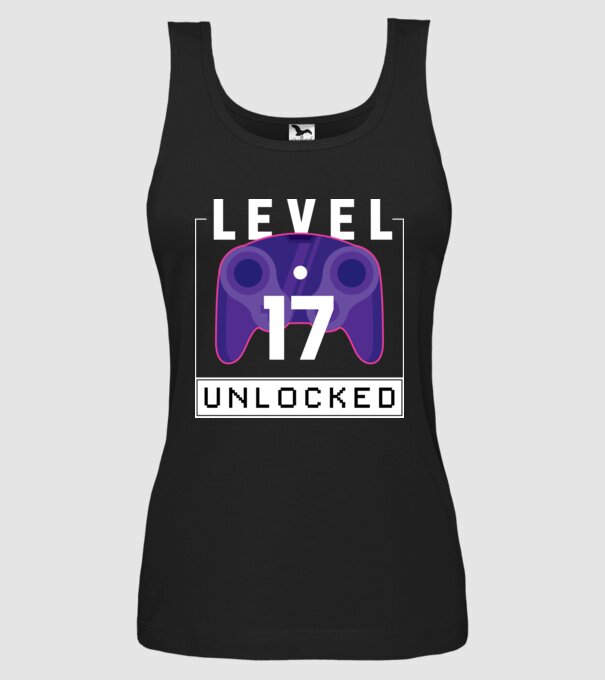 Level 17 Unlocked Gamer Birthday model negru pe tricou
