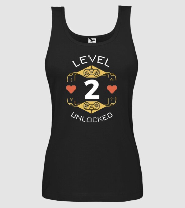 Level 2 Unlocked Gamer Birthday model negru pe tricou