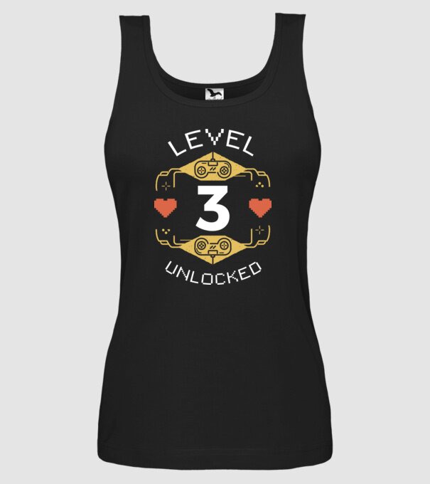 Level 3 Unlocked Gamer Birthday model negru pe tricou