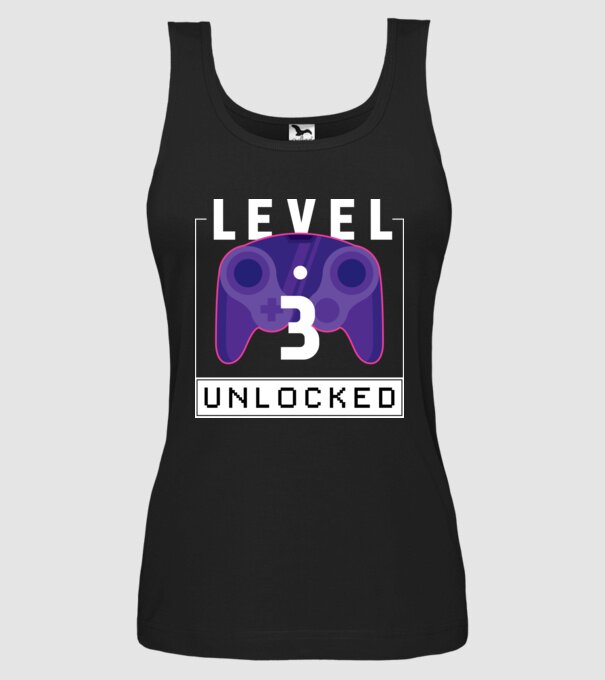 Level 3 Unlocked Gamer Birthday model negru pe tricou