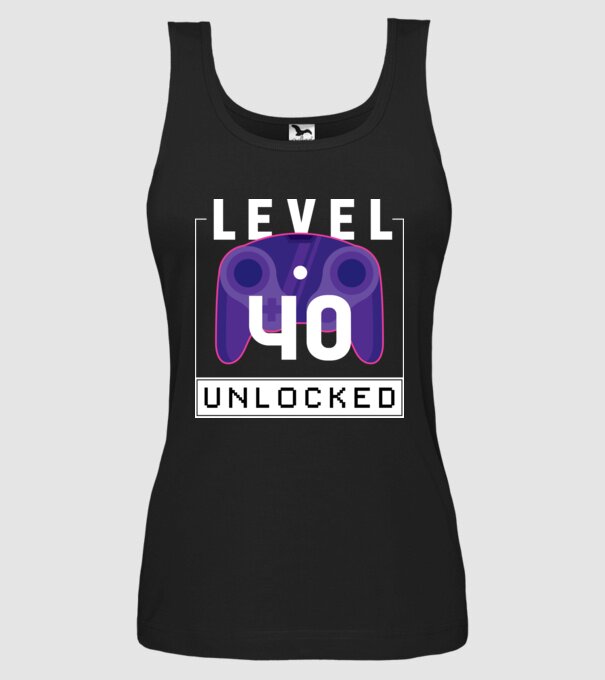 Level 40 Unlocked Gamer Birthday model negru pe tricou