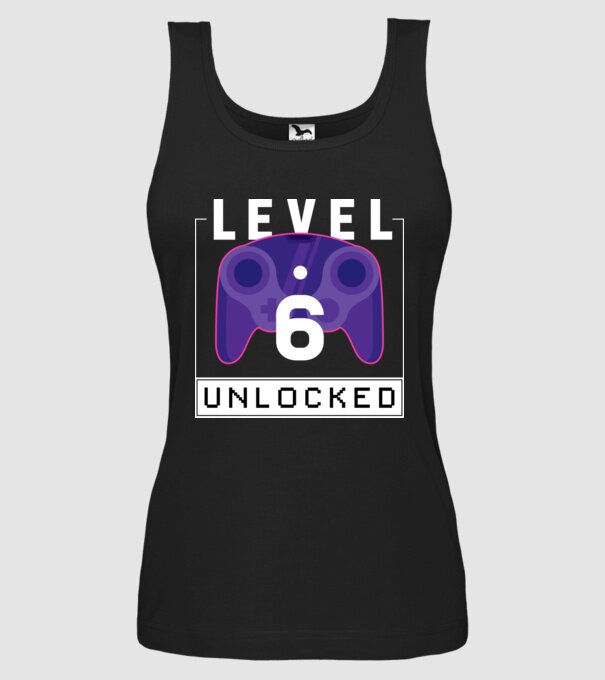 Level 6 Unlocked Gamer Birthday model negru pe tricou