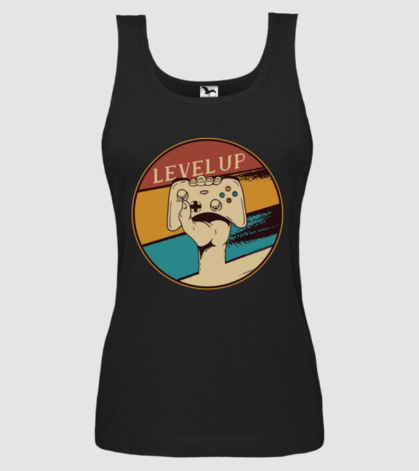 Level up - Trecere nivel Gamer model negru pe tricou