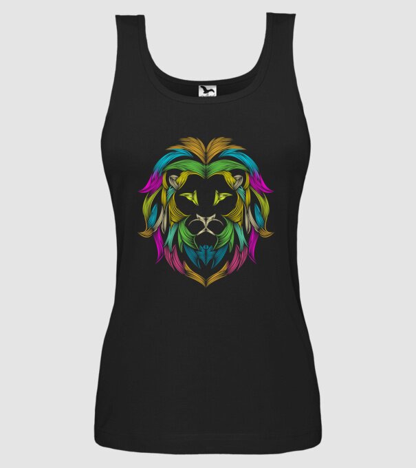 lion line art design model negru pe tricou