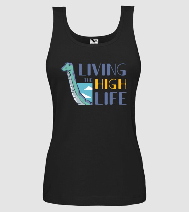 Living the High Life Dinosaur model negru pe tricou