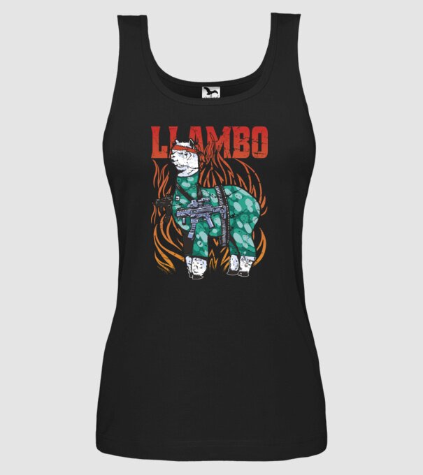 Llambo Lama model negru pe tricou