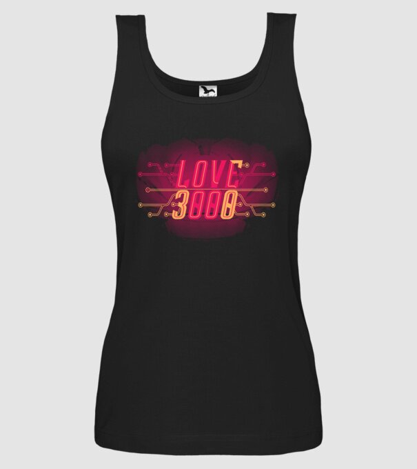 Love 3000 model negru pe tricou