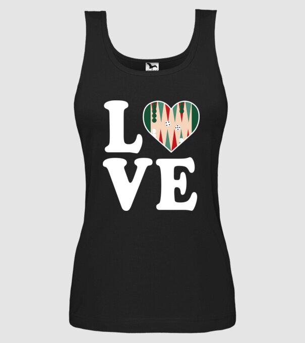 Love Backgammon model negru pe tricou
