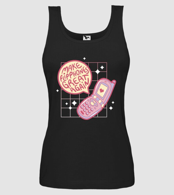 Make Flipphones Great Again Retro model negru pe tricou