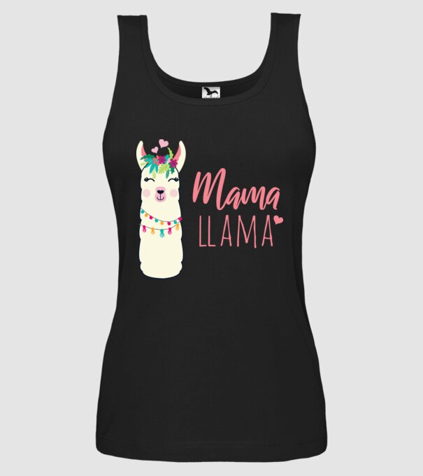 Mama Llama model negru pe tricou