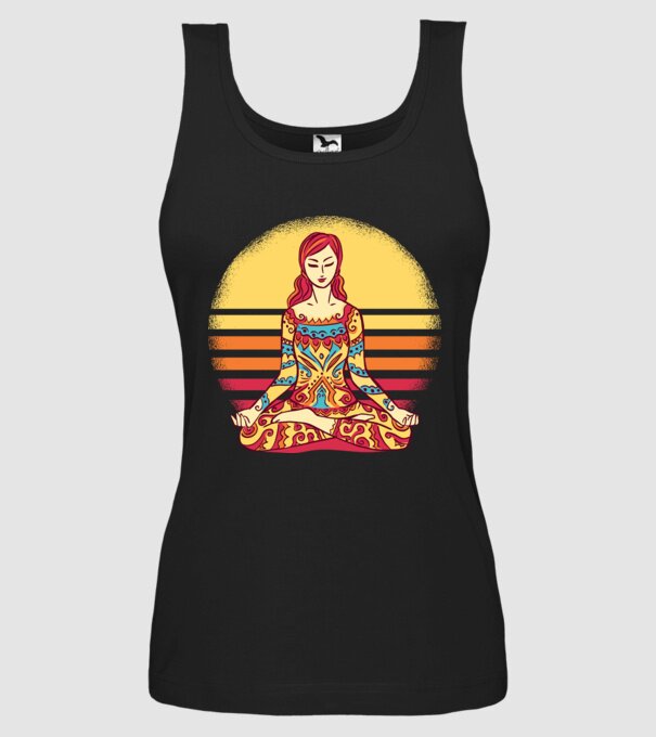 Mandala Yoga Meditație model negru pe tricou